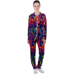 Colorful Floral Patterns, Abstract Floral Background Casual Jacket and Pants Set