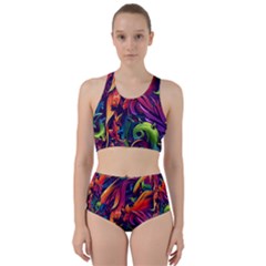 Colorful Floral Patterns, Abstract Floral Background Racer Back Bikini Set by nateshop