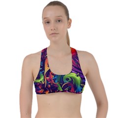 Colorful Floral Patterns, Abstract Floral Background Criss Cross Racerback Sports Bra