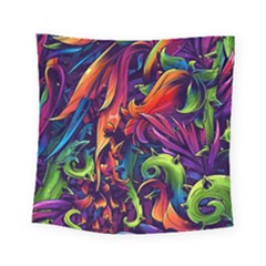 Colorful Floral Patterns, Abstract Floral Background Square Tapestry (small) by nateshop