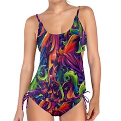 Colorful Floral Patterns, Abstract Floral Background Tankini Set