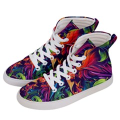 Colorful Floral Patterns, Abstract Floral Background Men s Hi-top Skate Sneakers by nateshop