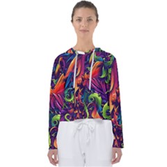 Colorful Floral Patterns, Abstract Floral Background Women s Slouchy Sweat