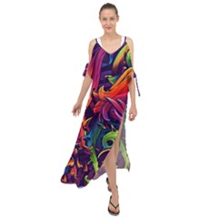 Colorful Floral Patterns, Abstract Floral Background Maxi Chiffon Cover Up Dress by nateshop