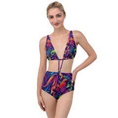 Colorful Floral Patterns, Abstract Floral Background Tied Up Two Piece Swimsuit by nateshop