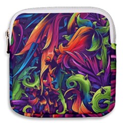 Colorful Floral Patterns, Abstract Floral Background Mini Square Pouch by nateshop