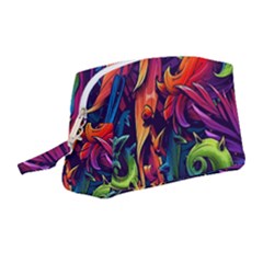 Colorful Floral Patterns, Abstract Floral Background Wristlet Pouch Bag (medium) by nateshop