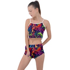 Colorful Floral Patterns, Abstract Floral Background Summer Cropped Co-ord Set by nateshop