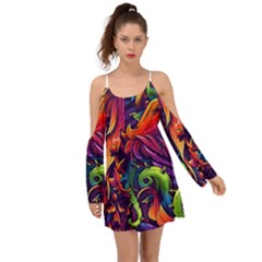 Colorful Floral Patterns, Abstract Floral Background Boho Dress by nateshop