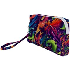 Colorful Floral Patterns, Abstract Floral Background Wristlet Pouch Bag (small) by nateshop