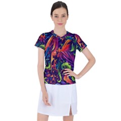 Colorful Floral Patterns, Abstract Floral Background Women s Sports Top