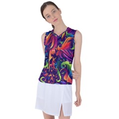 Colorful Floral Patterns, Abstract Floral Background Women s Sleeveless Sports Top by nateshop