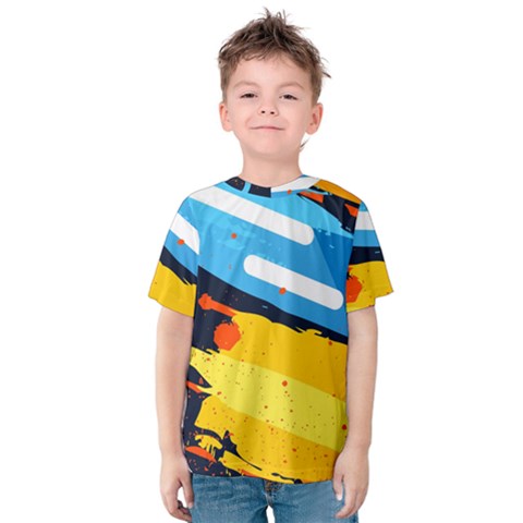 Colorful Paint Strokes Kids  Cotton T-shirt by nateshop