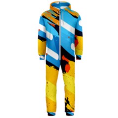 Colorful Paint Strokes Hooded Jumpsuit (men) by nateshop