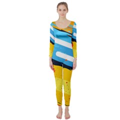 Colorful Paint Strokes Long Sleeve Catsuit by nateshop