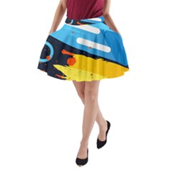 Colorful Paint Strokes A-line Pocket Skirt by nateshop