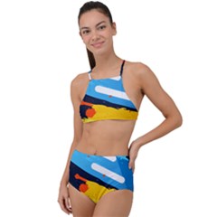 Colorful Paint Strokes Halter Tankini Set by nateshop