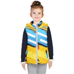 Colorful Paint Strokes Kids  Hooded Puffer Vest by nateshop