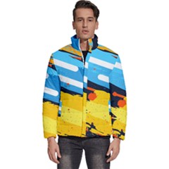 Colorful Paint Strokes Men s Puffer Bubble Jacket Coat by nateshop