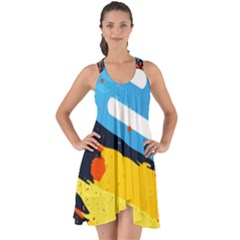 Colorful Paint Strokes Show Some Back Chiffon Dress by nateshop