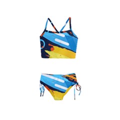 Colorful Paint Strokes Girls  Tankini Swimsuit