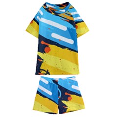 Colorful Paint Strokes Kids  Swim T-shirt And Shorts Set by nateshop