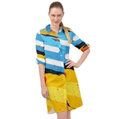 Colorful Paint Strokes Long Sleeve Mini Shirt Dress by nateshop