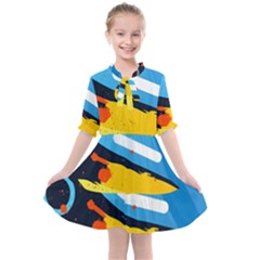 Colorful Paint Strokes Kids  All Frills Chiffon Dress by nateshop