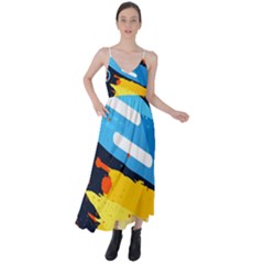 Colorful Paint Strokes Tie Back Maxi Dress by nateshop