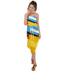 Colorful Paint Strokes Waist Tie Cover Up Chiffon Dress by nateshop