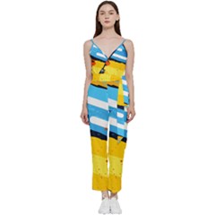 Colorful Paint Strokes V-neck Camisole Jumpsuit by nateshop