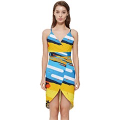 Colorful Paint Strokes Wrap Frill Dress by nateshop