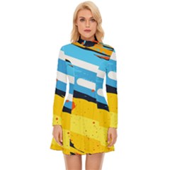 Colorful Paint Strokes Long Sleeve Velour Longline Dress by nateshop