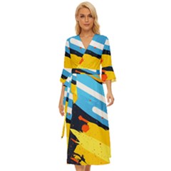 Colorful Paint Strokes Midsummer Wrap Dress by nateshop