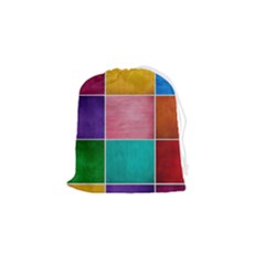 Colorful Squares, Abstract, Art, Background Drawstring Pouch (small)