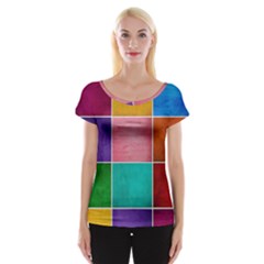 Colorful Squares, Abstract, Art, Background Cap Sleeve Top by nateshop