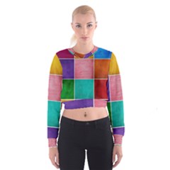 Colorful Squares, Abstract, Art, Background Cropped Sweatshirt by nateshop