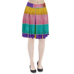 Colorful Squares, Abstract, Art, Background Pleated Skirt by nateshop