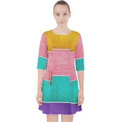 Colorful Squares, Abstract, Art, Background Quarter Sleeve Pocket Dress by nateshop