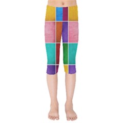 Colorful Squares, Abstract, Art, Background Kids  Capri Leggings  by nateshop