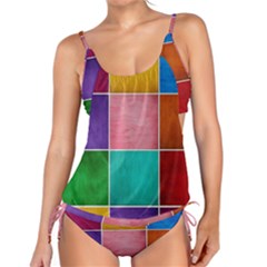 Colorful Squares, Abstract, Art, Background Tankini Set