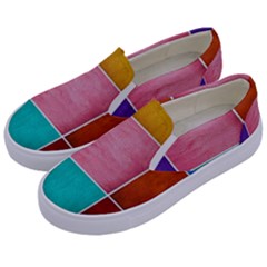 Colorful Squares, Abstract, Art, Background Kids  Canvas Slip Ons by nateshop