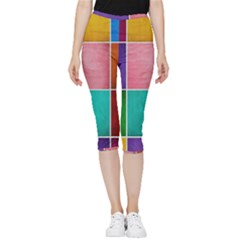 Colorful Squares, Abstract, Art, Background Inside Out Lightweight Velour Capri Leggings  by nateshop