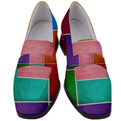 Colorful Squares, Abstract, Art, Background Women s Chunky Heel Loafers by nateshop