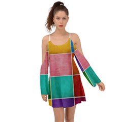 Colorful Squares, Abstract, Art, Background Boho Dress by nateshop