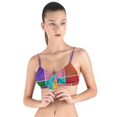 Colorful Squares, Abstract, Art, Background Tie Up Cut Bikini Top by nateshop