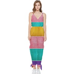 Colorful Squares, Abstract, Art, Background Sleeveless Tie Ankle Chiffon Jumpsuit by nateshop