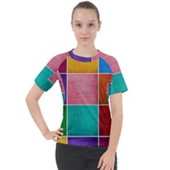 Colorful Squares, Abstract, Art, Background Women s Sport Raglan T-shirt