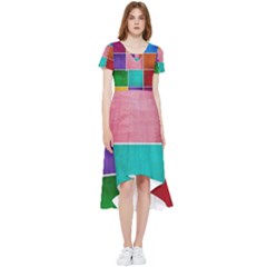 Colorful Squares, Abstract, Art, Background High Low Boho Dress