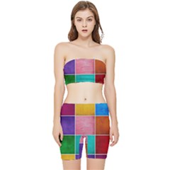 Colorful Squares, Abstract, Art, Background Stretch Shorts And Tube Top Set by nateshop